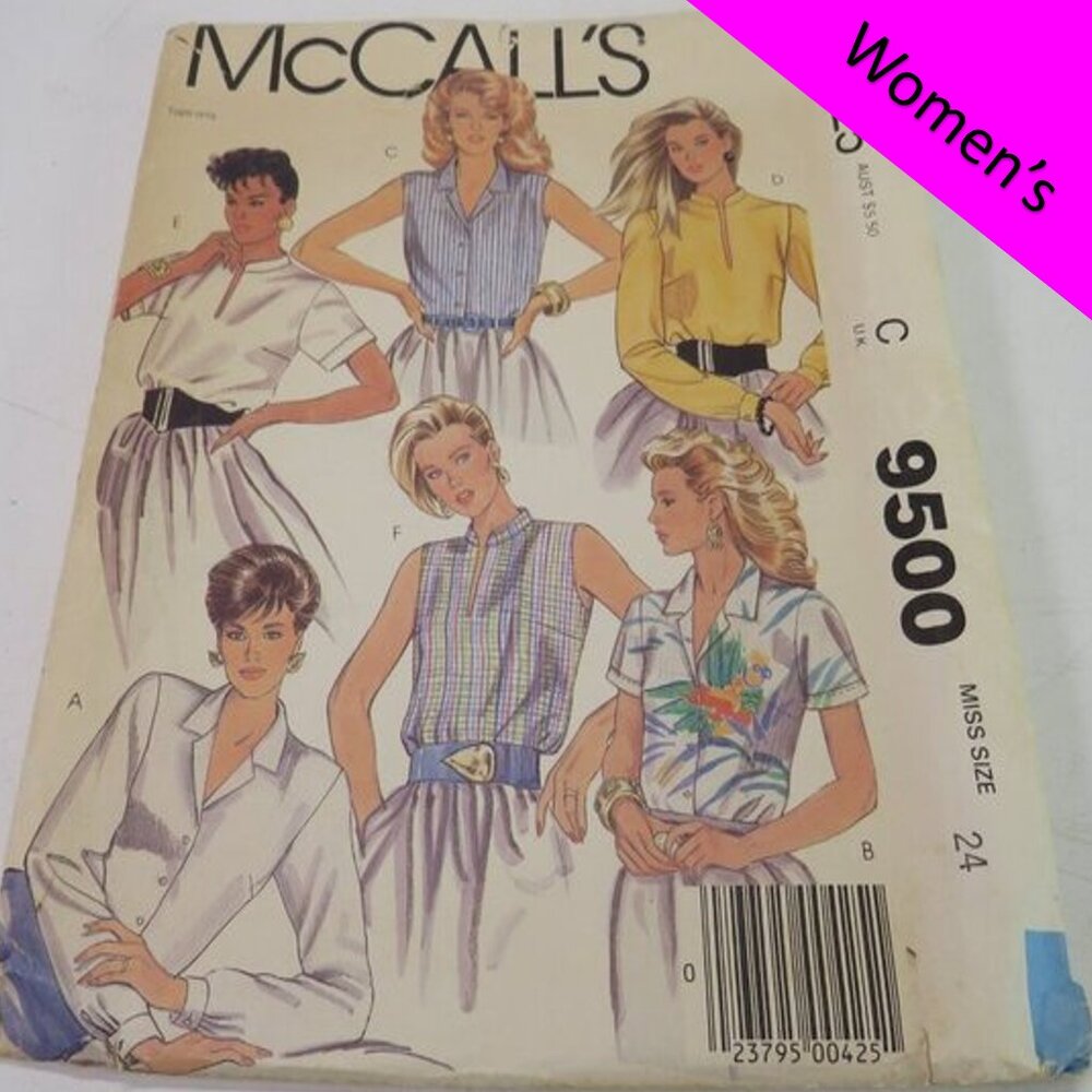 McCall's 9500 sewing pattern shirts: long sleeve, short sleeve, sleeveless